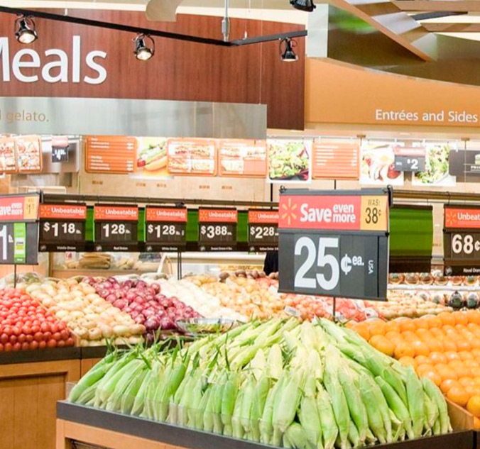 A grocery store with a variety of fruits and vegetables.