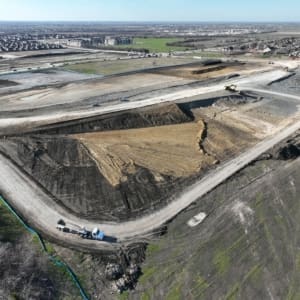 An aerial view of a construction site.