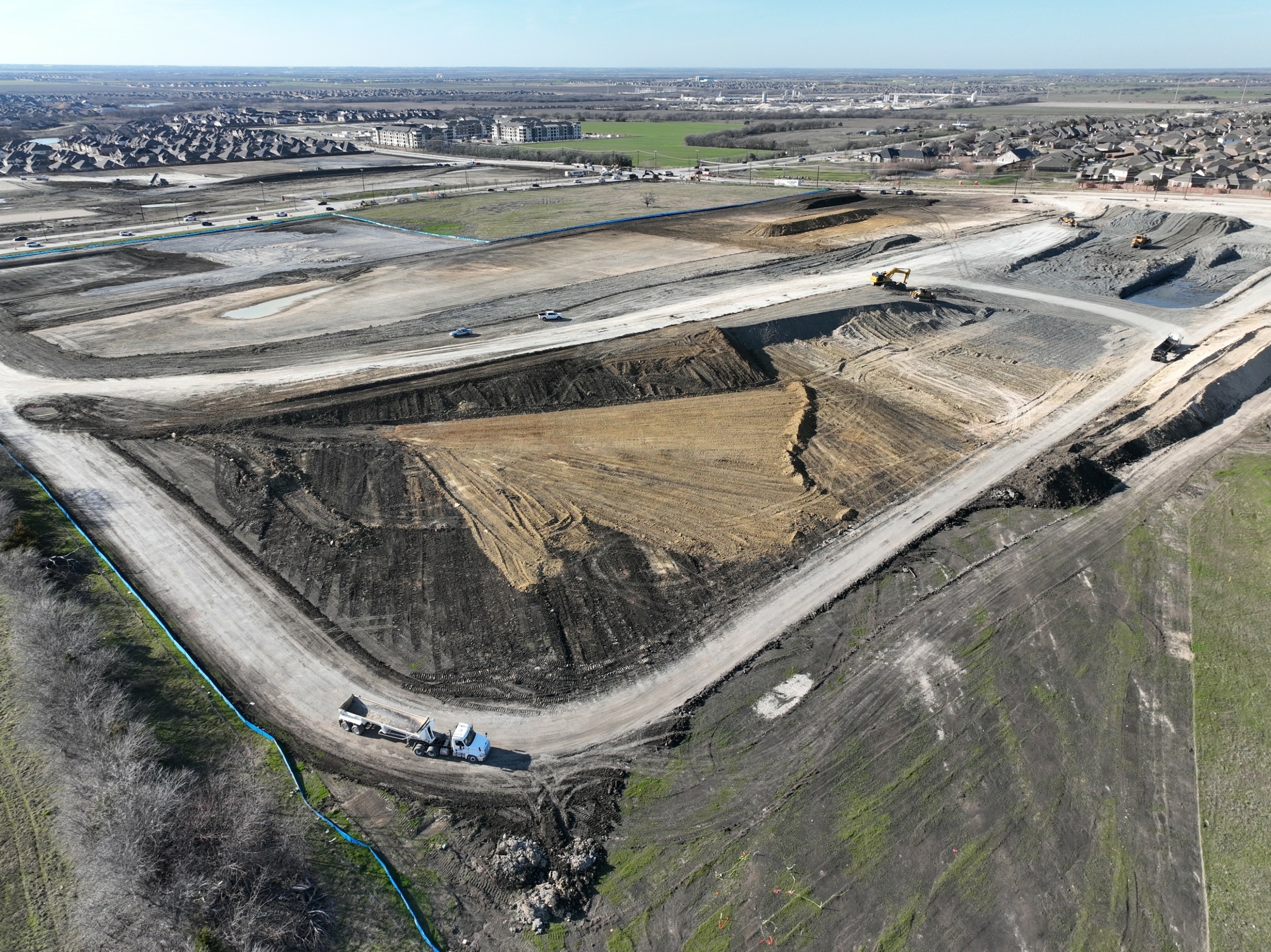 An aerial view of a construction site.