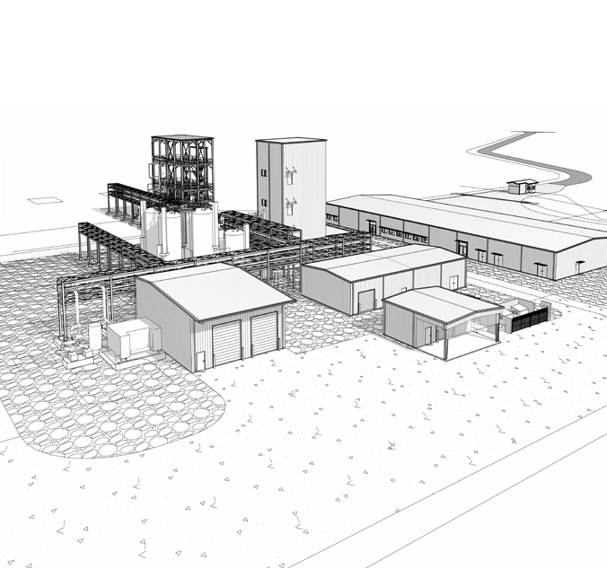 A 3d rendering of a factory.