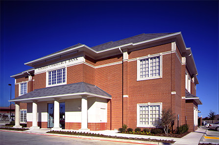 A red brick building.