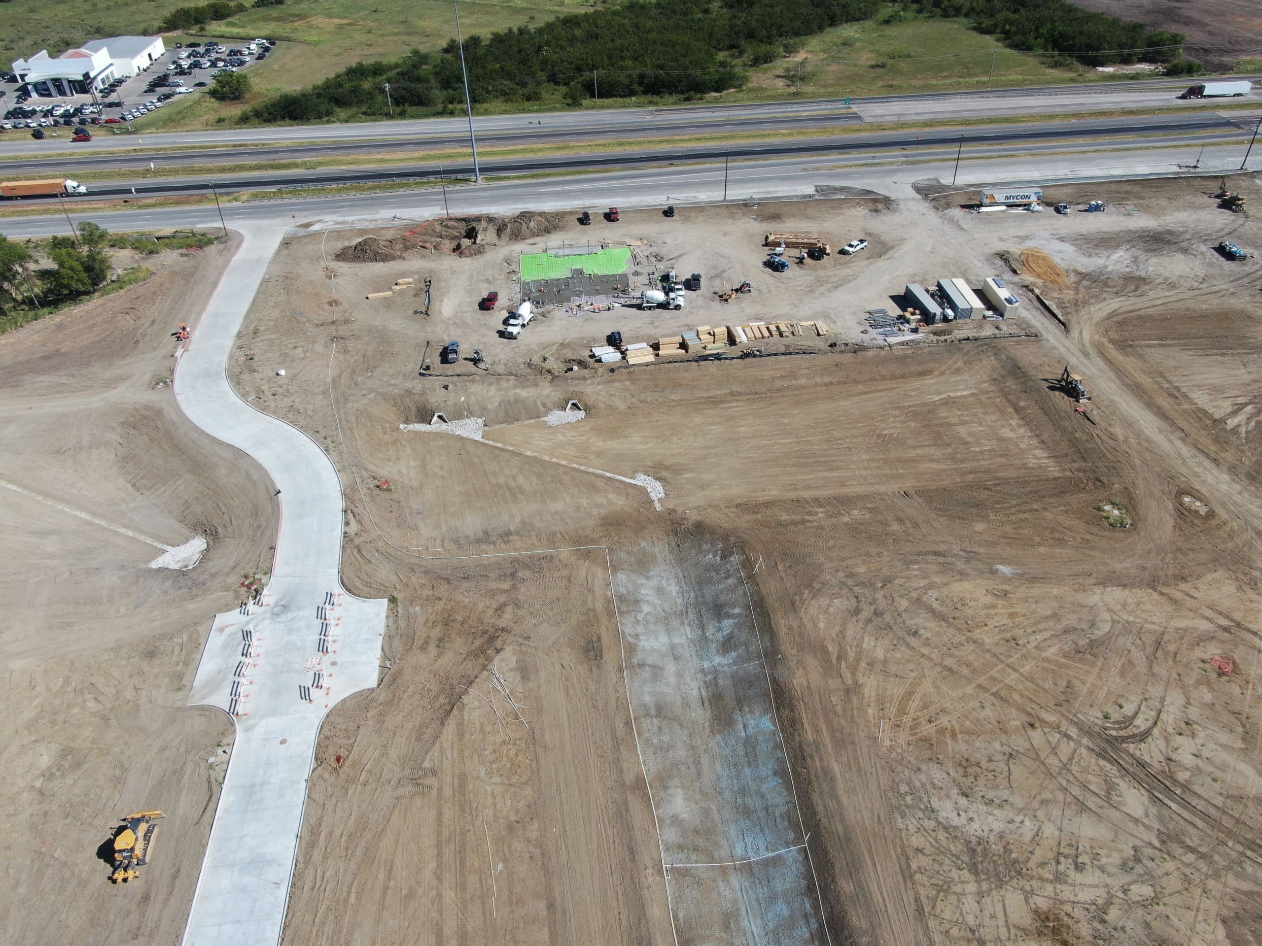 An aerial view of a construction site.