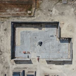 An aerial view of a construction site.