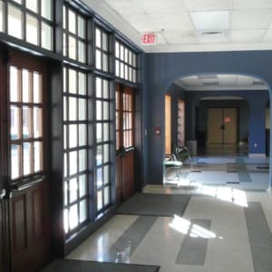 A hallway in a school.