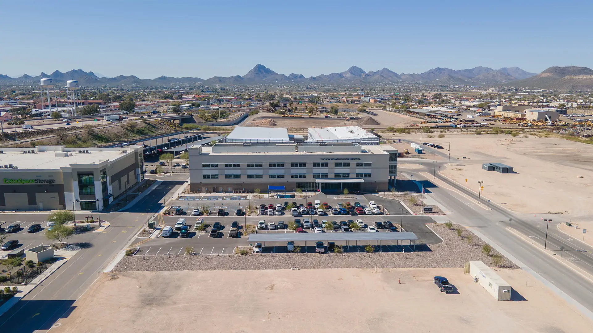 Rehab Hospital, Healthcare Construction, hospital, rehab, arizona, glass building, multi-story, hospital bed, room