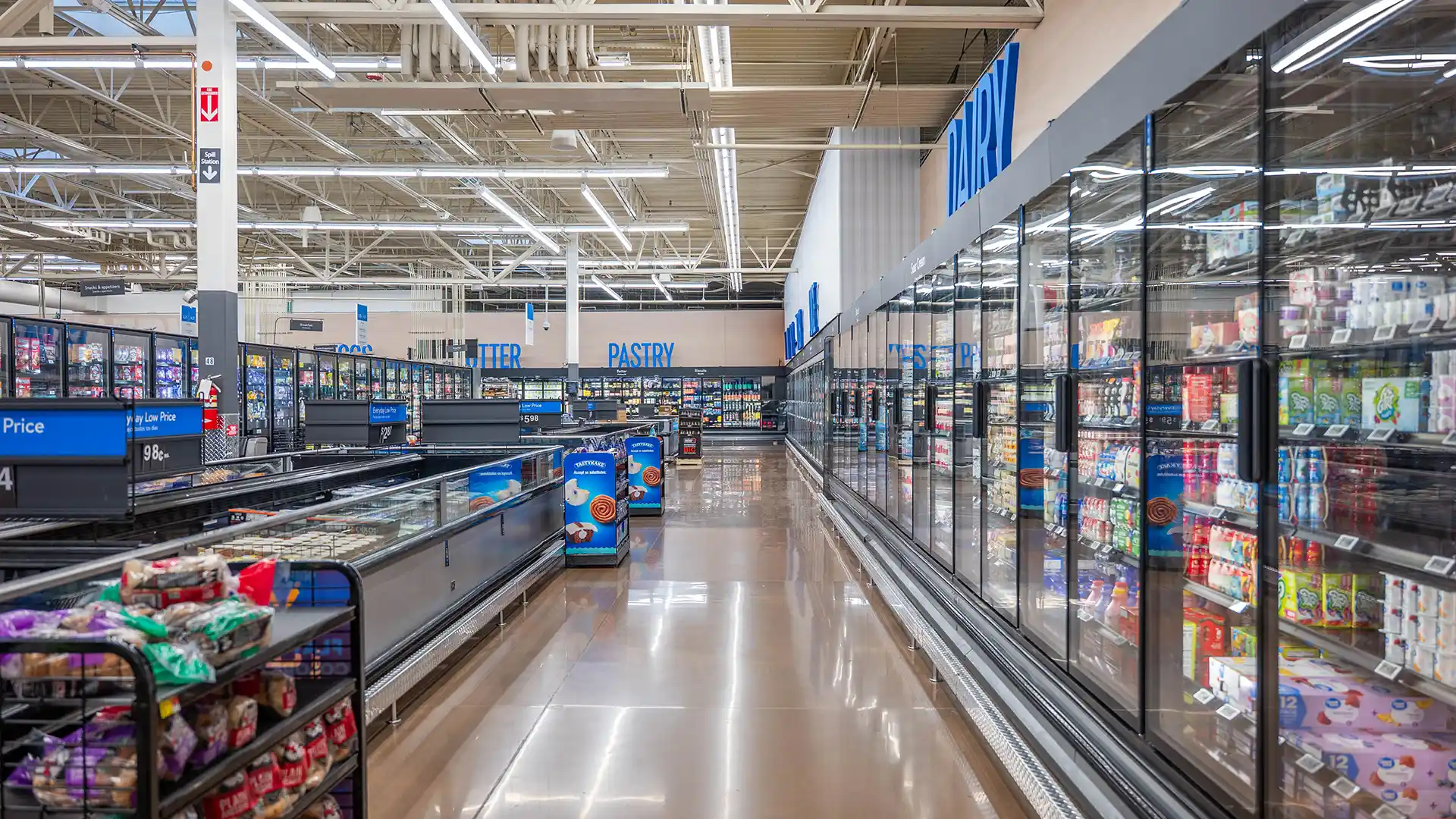 Walmart, remodel, new interior, corporate branding, retail store, grocery store, big box store