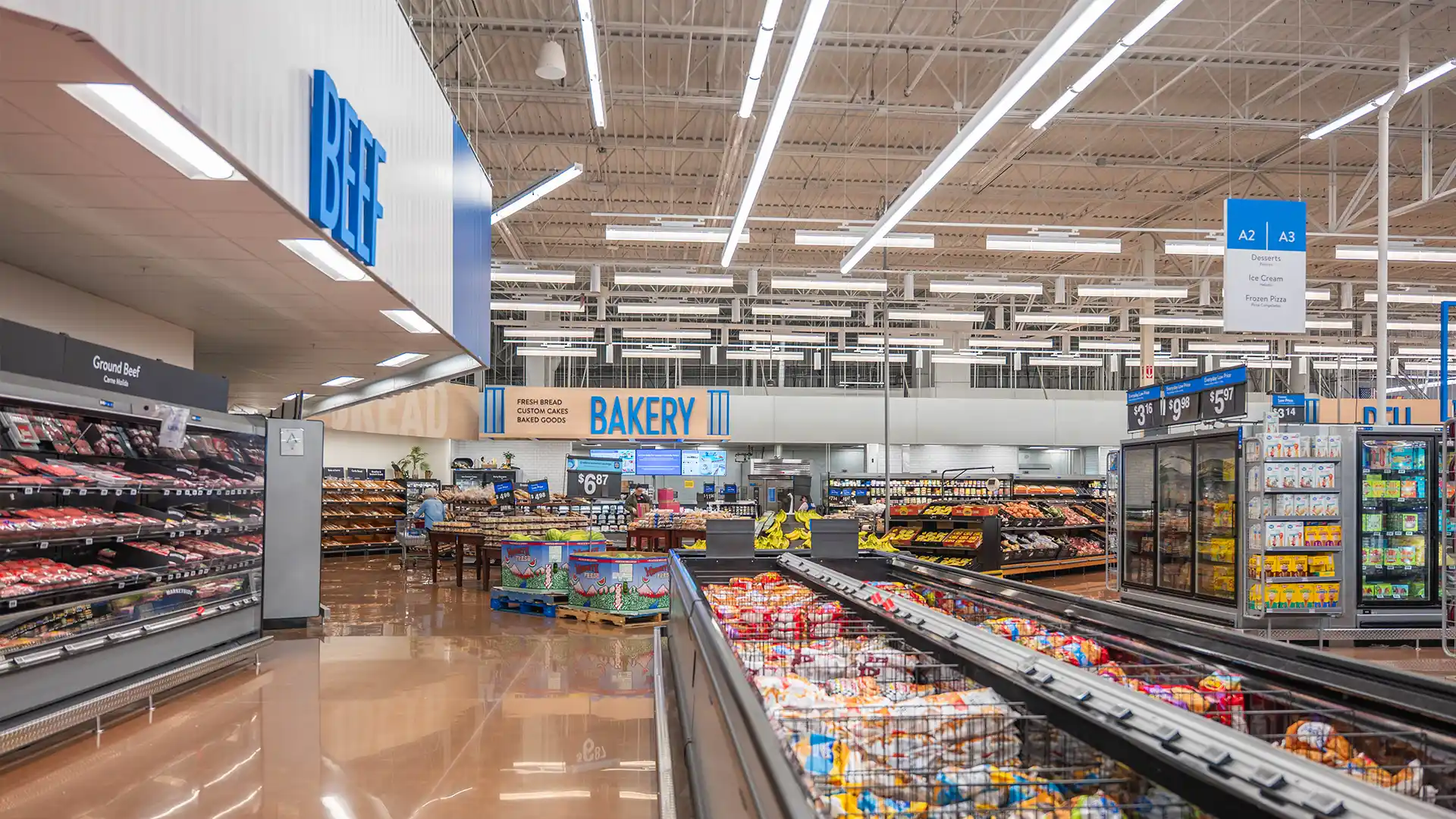Walmart, remodel, new interior, corporate branding, retail store, grocery store, big box store