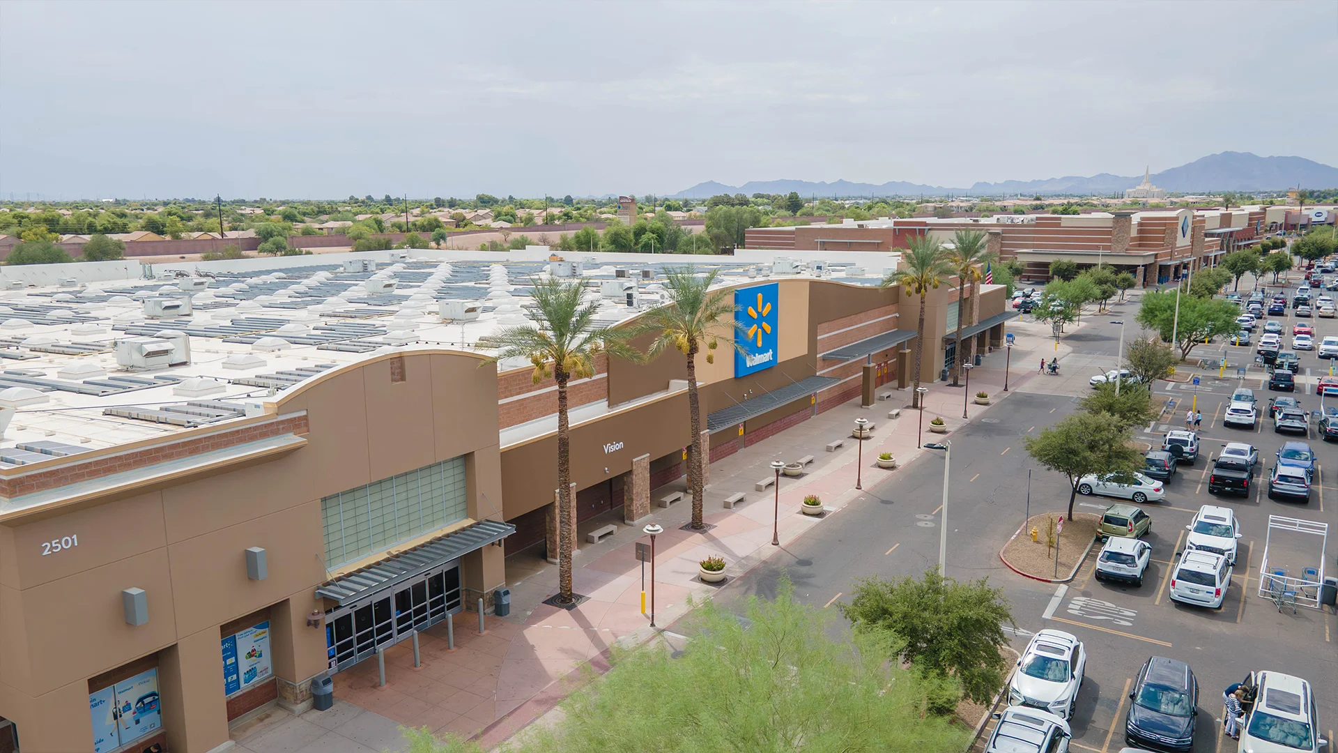 Walmart, remodel, new interior, corporate branding, retail store, grocery store, big box store, mountains, palm trees, dessert