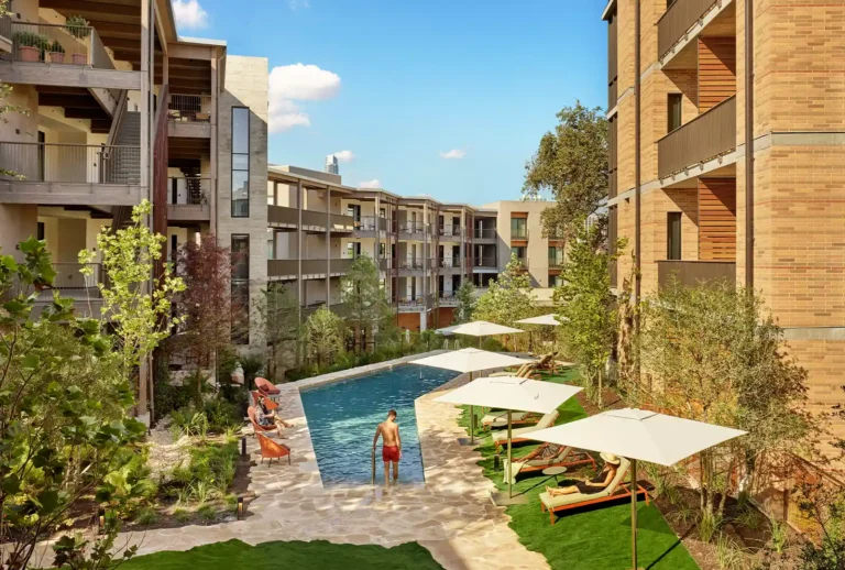 Hotel, pool, living, apartment, sleep. comfort, building, landscaping