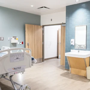 Rehab Hospital, Healthcare Construction, hospital, rehab, arizona, glass building, multi-story, hospital bed, room