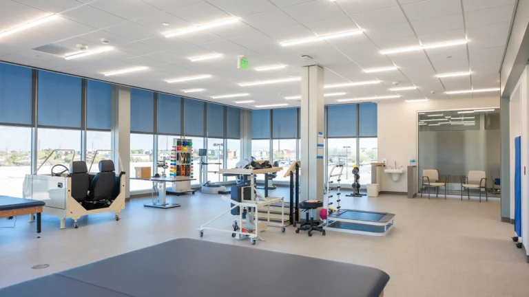 Rehab Hospital, Healthcare Construction, hospital, rehab, arizona, glass building, multi-story, hospital bed, room, gym